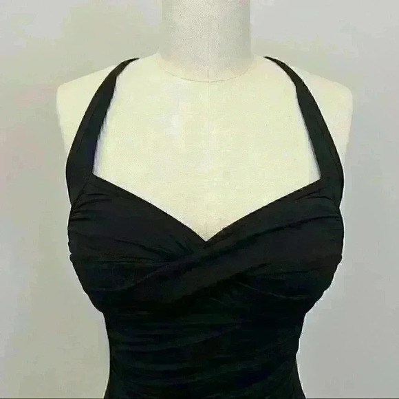 Seafolly Australia Goddess Twist Bandeaux Ruched Tankini Bathing Suit Top Black - Picture 6 of 15